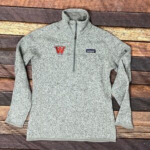 Patagonia Gray Better Sweater 1/4 Zip Up Fleece Jacket School Logo Womens